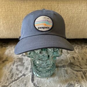 Patagonia Baseball Cap Blue Tide Ride Waves Surf Adjustable Cotton 6 Panel Hat